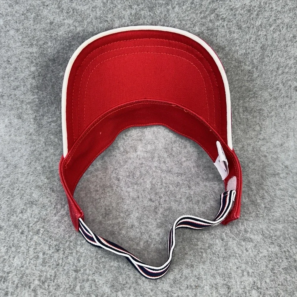 Janie and Jack Red‎ Visor Toddler 2T 3 Hook Loop Elastic Preppy Sun Hat